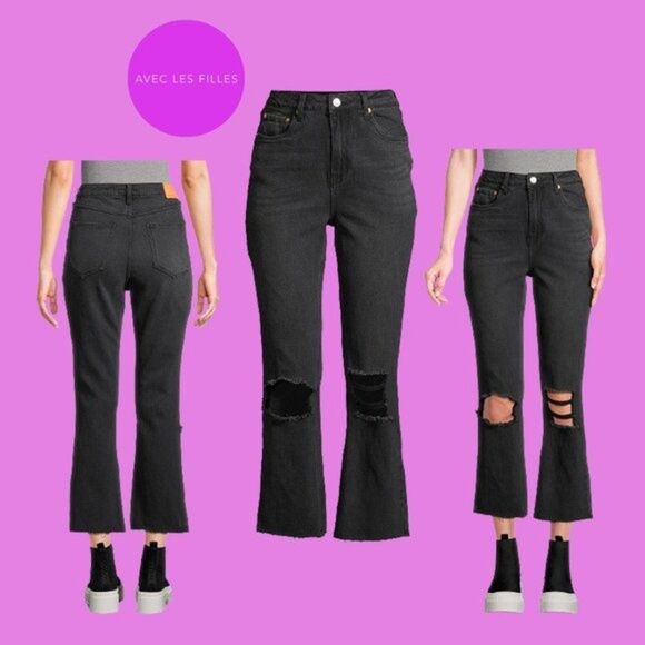 AVEC LES FILLES by Anthropology NEW Goth High Rise Distress Crop Jean 26 - Picture 3 of 11